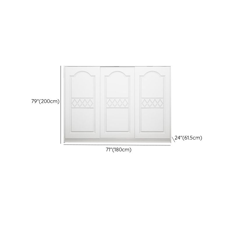 White Wardrobe Closet with Drawer Engineered Wood Wardrobe Armoire