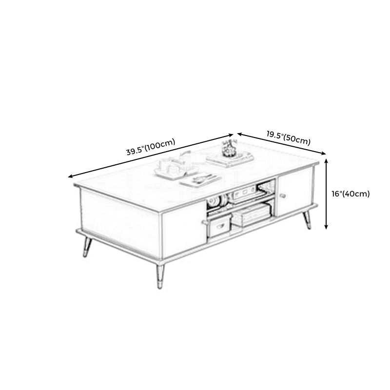 Rectangle White and Grey Modern Coffee Table with Four Legs for Living Room Clearhalo 'Coffee & Accent Tables' 'Coffee Tables' 'coffee_tables' 'furn' 'furn_coffee_tables' 'Furniture' 'furniture_coffee_tables' 'Living Room Furniture' 1200x1200_a3618f3e-162c-445a-9349-ecfe85aaab3d