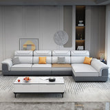 Sofá de cuero con almohada de brazo superior de almohada con chaise - 70.87 "D