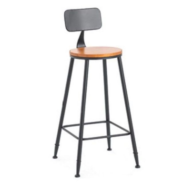 Coffee Shop Industrial Wood Barstool Iron Pedstal Bar Stool with Pedal Clearhalo 'Bar Furniture' 'Bar Stools' 'bar_stools' 'furn' 'furn_bar_stools' 'Furniture' 'Kitchen & Dining Furniture' 1200x1200_a3628f32-6116-48d4-a015-5166fa17e415