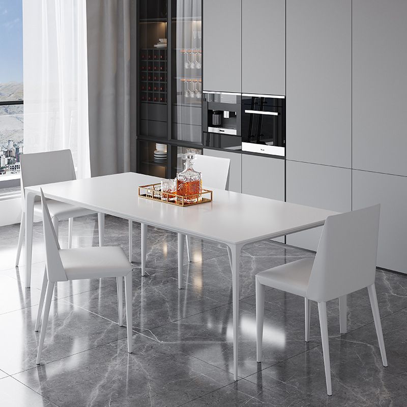 Metal Contemporary Rectangular Table White Sintered Stone Dining Table with 4 Legs Clearhalo ' dining_table' 'Dining Tables & Seating' 'Dining Tables' 'Furniture' 'furniture_dining_table' 'Kitchen & Dining Furniture' 'kitchen&dining_furn' 'kitchen' 'kitchen_dining_table' 1200x1200_a3629c58-3e00-4a01-b71b-4662355985d2