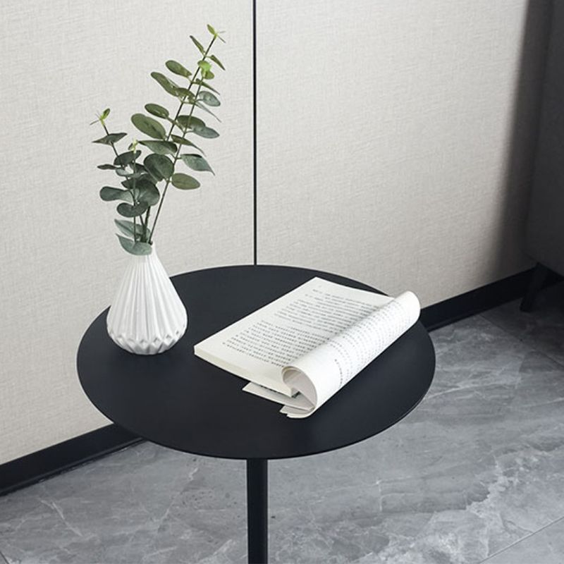 Contemporary Metal End Table Round Pedestal Accent Side Table