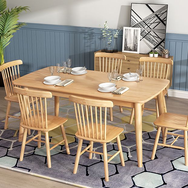 Modern Style Rubberwood Solid Wood Dining Table Brown Rectangle Table with 4 Legs for Home Use Clearhalo ' dining_table' 'Dining Tables & Seating' 'Dining Tables' 'furn' 'furn_dining_table' 'Furniture' 'furniture_dining_table' 'Kitchen & Dining Furniture' 'kitchen&dining_furn' 'kitchen' 'kitchen_dining_table' 1200x1200_a3651526-1b4f-4ca6-be3b-1a5df1421271