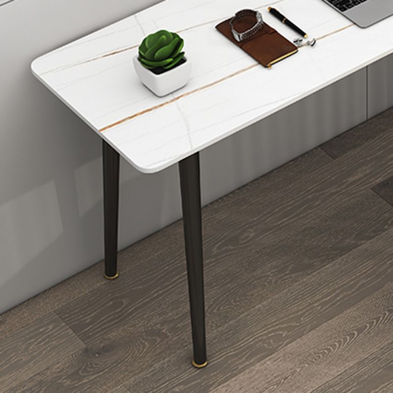 Table de travail à la maison de forme rectangulaire Bureau d'écriture en pierre en gris / blanc
