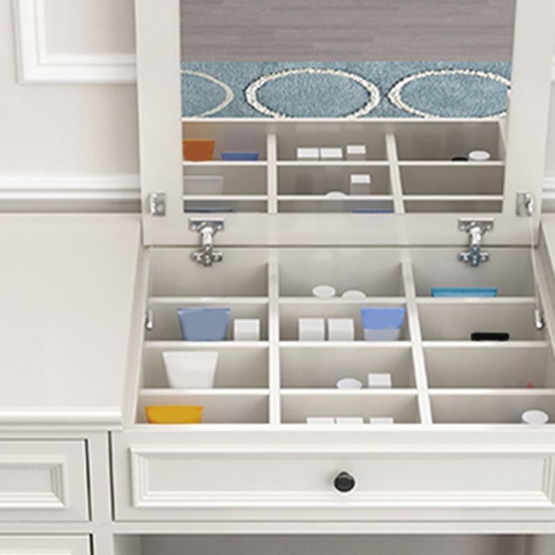 Solid Wood Flip-top Vanity Set Traditional Vanity Desk in White