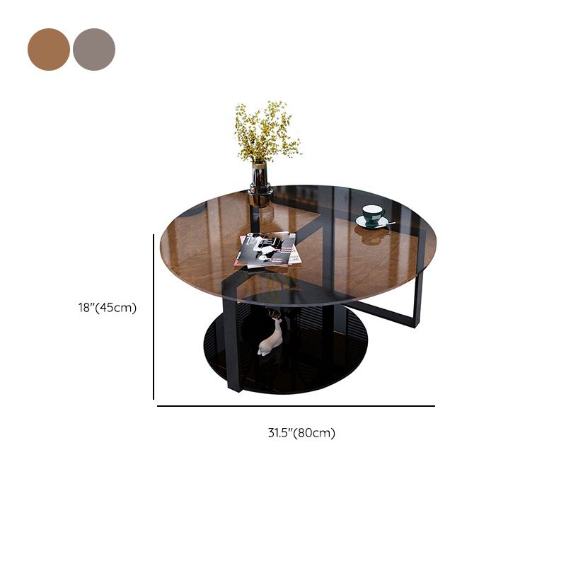 17" Wide Contemporary Coffee Table Round Glass Top Cocktail Table Clearhalo 'Coffee & Accent Tables' 'Coffee Tables' 'coffee_tables' 'furn' 'furn_coffee_tables' 'Furniture' 'Living Room Furniture' 1200x1200_a36a1b60-1d46-4d9b-86bb-1a9dc0819665