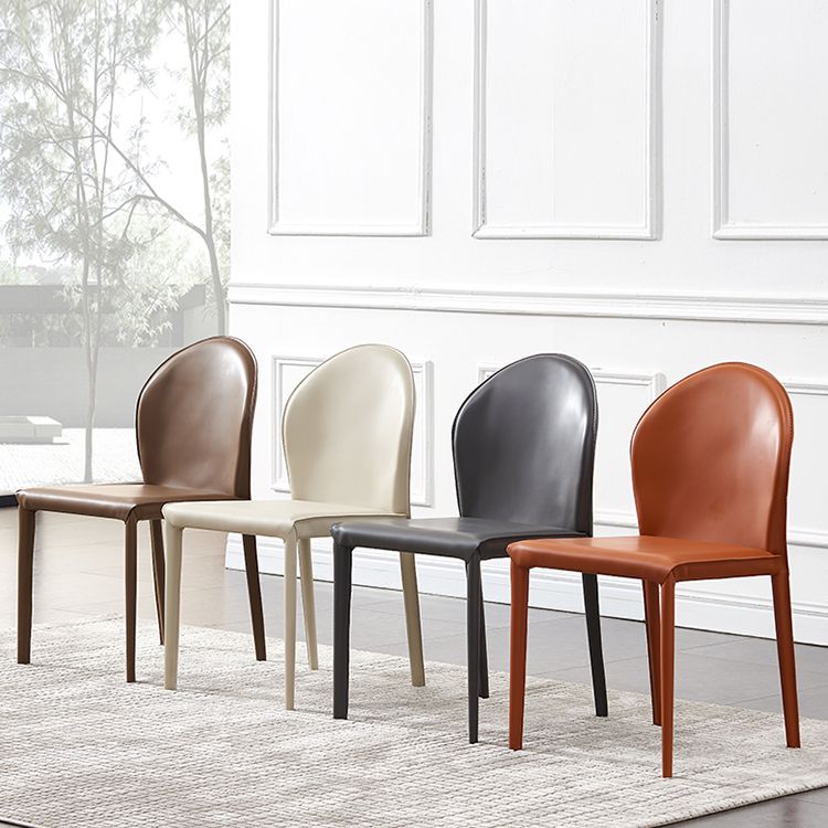 Modern Style Leather Armless Dining Chairs Metal Dining Chair for Home Use