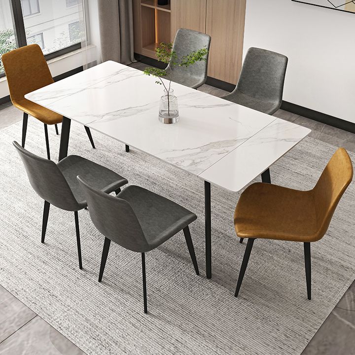 Modern 1/4/5/7 Pieces Rectangle Dining Table Set with Stone Top White Scalable Dinette Set Clearhalo 'Dining Room Sets' 'Dining Tables & Seating' 'dining_room_set' 'furn' 'furn_dining_room_set' 'Furniture' 'furniture_dining_room_set' 'Kitchen & Dining Furniture' 'kitchen&dining_furn' 'kitchen' 1200x1200_a36f8fe5-5f3a-401d-843c-3e13a121b5e5