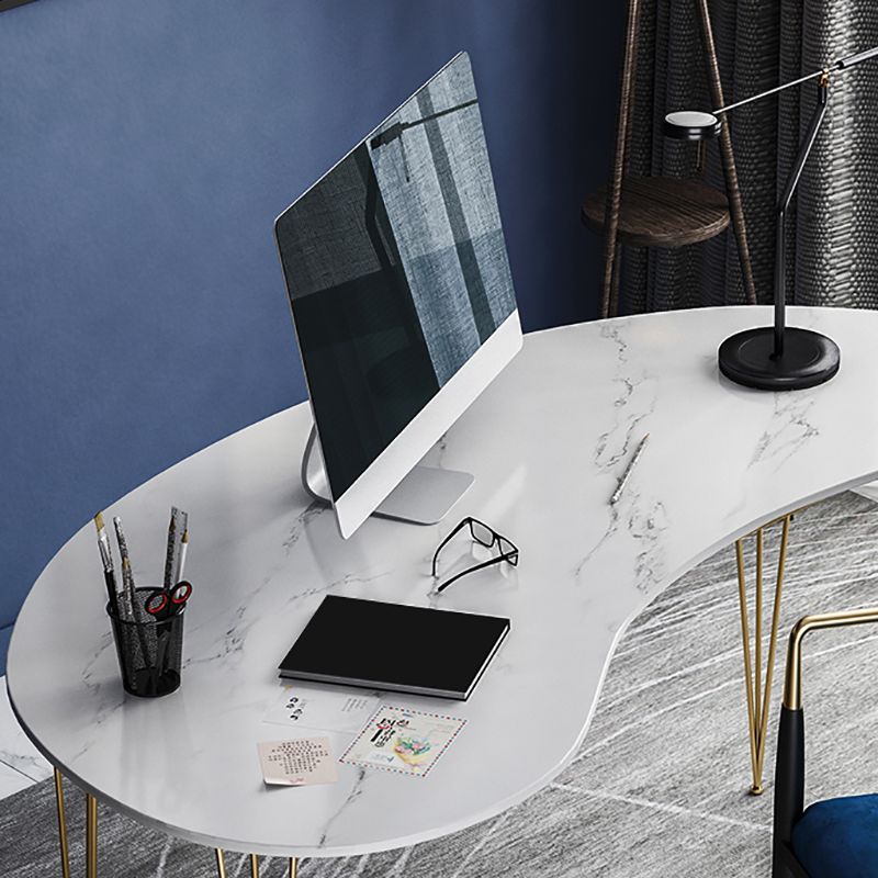 Glam White Curbe Writing Desk Home bureau avec des jambes en métal
