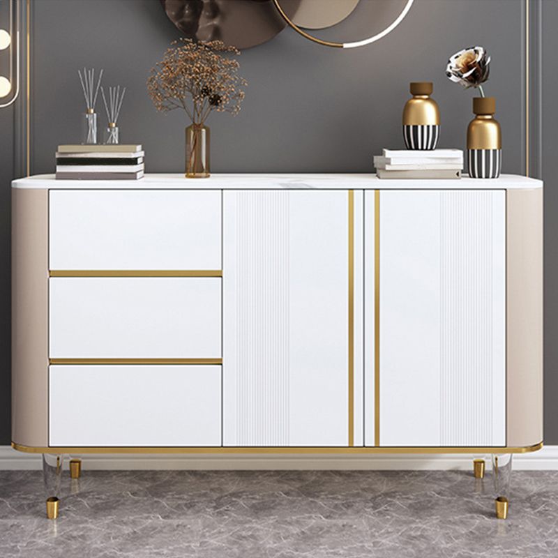 Glam Sideboard Buffet 3 Drawers and 2 Doors Adjustable Shelving Buffet Sideboard Clearhalo 'buffet_sideboard' 'Buffets & Sideboards' 'furn' 'furn_buffet_sideboard' 'Furniture' 'Kitchen & Dining Furniture' 1200x1200_a3721fd0-a3d1-4aa9-b538-8544a09c8ce3