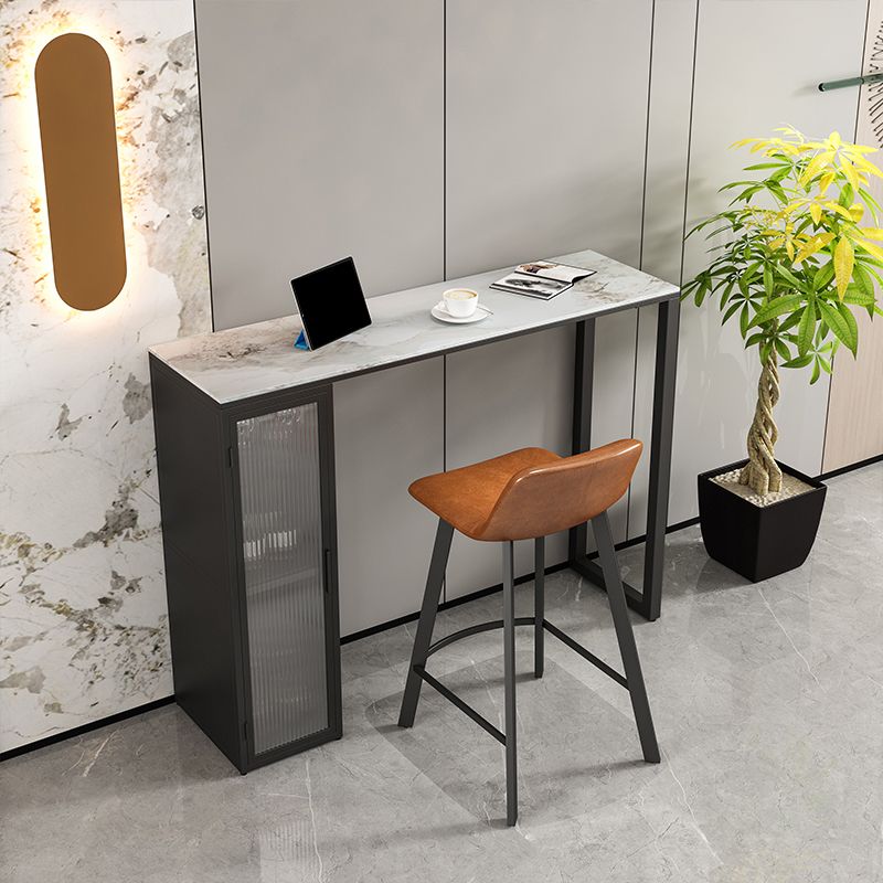 Set tavolo da bar moderno Tavolo da bar rettangolare in pietra da 1/2/3 pezzi con sgabelli imbottiti