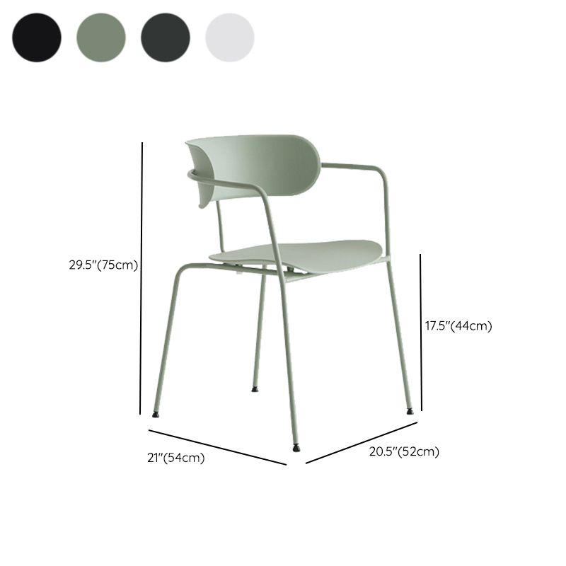 Contemporary Style Arm Chair Plastic Open Back Side Chair with Metal Base Clearhalo 'Dining Chairs' 'Dining Tables & Seating' 'dining_chair' 'furn' 'furn_dining_chair' 'Furniture' 'Kitchen & Dining Furniture' 1200x1200_a377bb37-7041-4aa8-bb26-aa4c99752ec2
