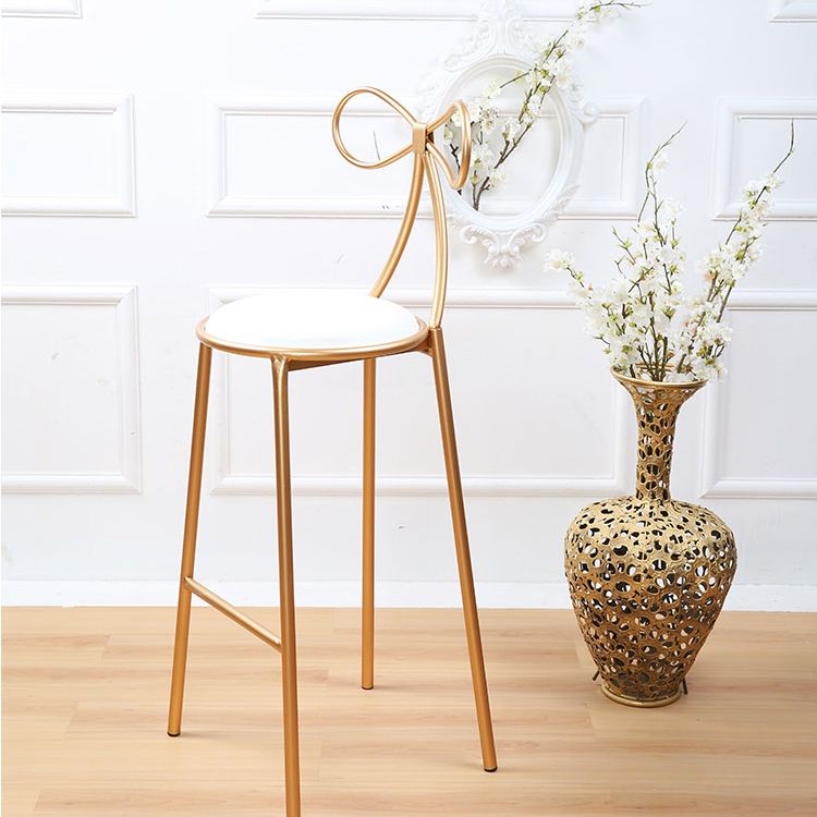 Glam Armless Backrest Counter Stool Iron Bar Stool with Leather Cushion Clearhalo 'Bar Furniture' 'Bar Stools' 'bar_stools' 'furn' 'furn_bar_stools' 'furniture_bar_stools' 'Kitchen & Dining Furniture' 'kitchen&dining_furn' 'kitchen' 'kitchen_furn' Furniture' 1200x1200_a37a44ed-393c-4ac8-a226-cc3fd6feb3d1