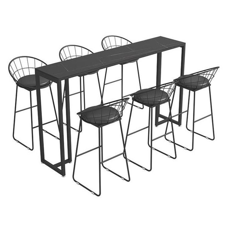 Stone Bar Dining Table Industrial Rectangle Bar Table with Black Base Clearhalo 'Bar Furniture' 'Bar Tables' 'bar_tables' 'furn' 'furn_bar_tables' 'Furniture' 'furniture_bar_tables' 'Kitchen & Dining Furniture' 1200x1200_a37a8fbb-aaf9-4844-868e-59f9db6afe35
