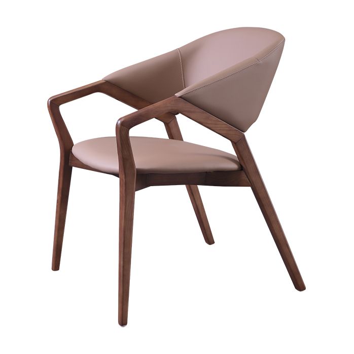 Moderne stijl leer open rug houten frame huis eetstoel stoel