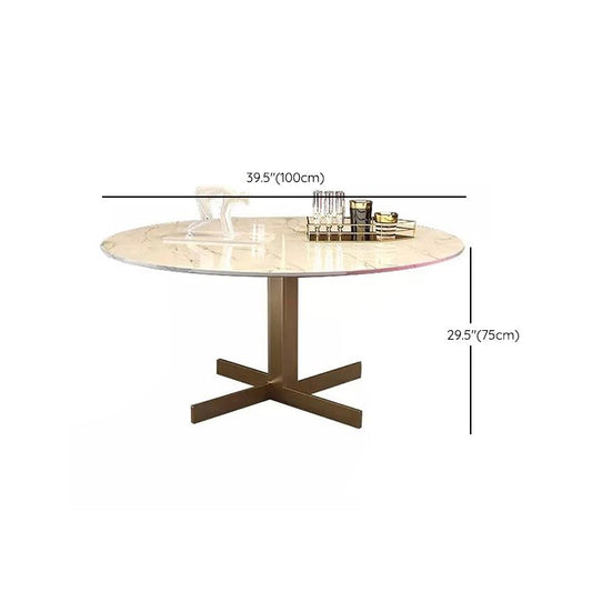 Metal and Stone Table Glam Style Minimalist Round Dining Table for Home Living Room Clearhalo 'Dining Tables & Seating' 'Dining Tables' 'dining_table' 'furn' 'furn_dining_table' 'Furniture' 'Kitchen & Dining Furniture' 1200x1200_a37b319e-b597-4f2e-99c7-70e932f5906a