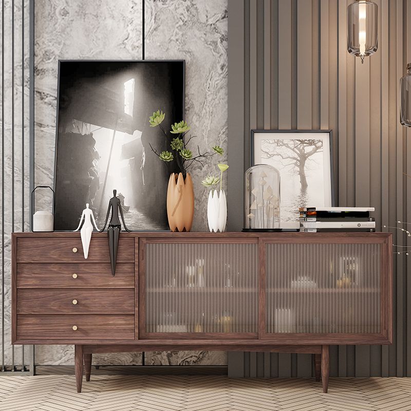 4-Dtrawer-Essbuffet mit Schiebetüren Kiefern Kiefer Massivholzbuffet Ständer