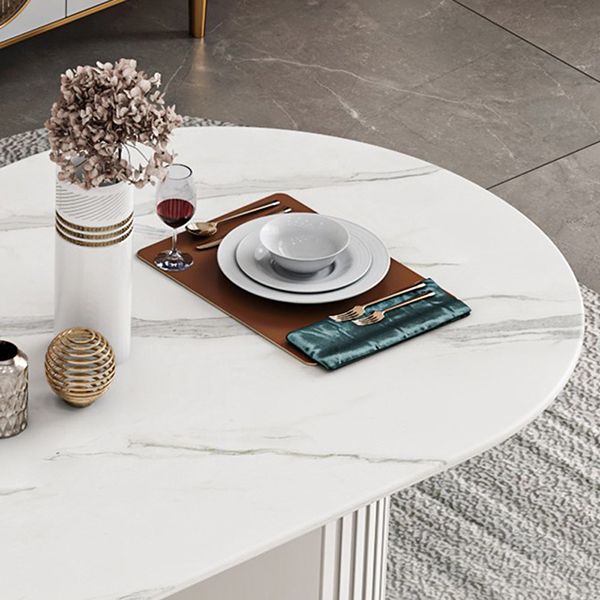 Oval Sintered Stone White Tone Dining Table Modern Double Pedestal Table for Dining Room Clearhalo ' dining_table' 'Dining Tables & Seating' 'Dining Tables' 'furn' 'furn_dining_table' 'Furniture' 'furniture_dining_table' 'Kitchen & Dining Furniture' 'kitchen&dining_furn' 'kitchen' 'kitchen_dining_table' 1200x1200_a37b4d51-51a2-45a4-8cb4-2a9b0fa34d20