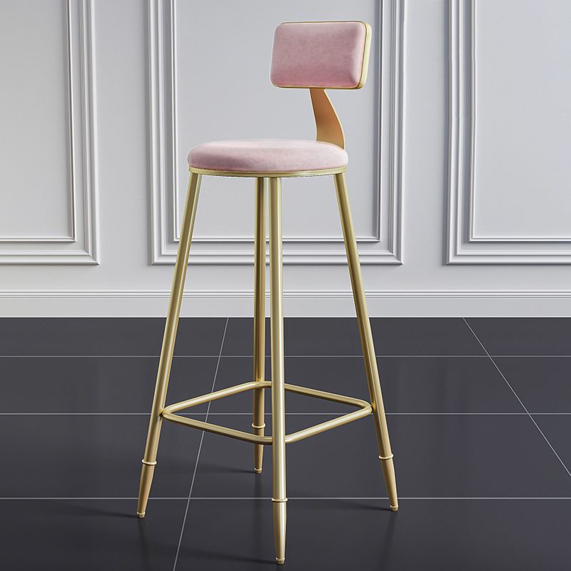 Nordic Armless Backrest Counter Stool Iron Dining Room Bar Stool with Cushion and Pedal Clearhalo 'Bar Furniture' 'Bar Stools' 'bar_stools' 'furn' 'furn_bar_stools' 'Furniture' 'furniture_bar_stools' 'Kitchen & Dining Furniture' 1200x1200_a37b8a0c-6813-4700-9ed1-796b3e7a83d3