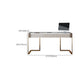 Rectangle Stone Top Bureau bureau Glam Style Writing Bureau avec base en métal pour le bureau