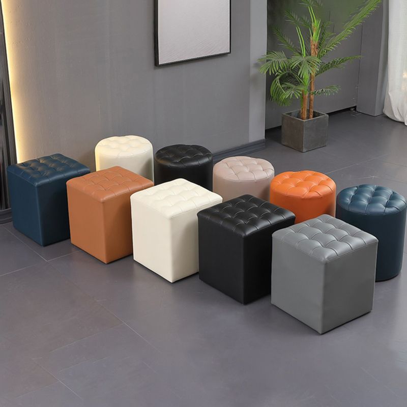 Contemporary Pouf Ottoman Genuine Leather Upholstered Tufted Solid Color Ottoman Clearhalo 'furn' 'furn_ottomans_poufs' 'Furniture' 'Living Room Furniture' 'Ottomans & Poufs' 'ottomans_poufs' 1200x1200_a37d4e5c-dfbe-4607-8267-bd81db5523bc