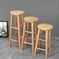 Backless Solid Wood Round Chair Industrial Wooden Counter Chair with 4 Legs