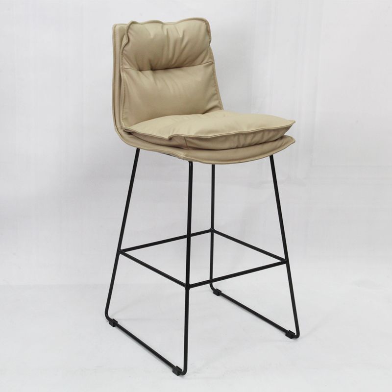 Modern Backrest Armless Counter Stool Steel Cafe Bar Stool with Leather Cushion Clearhalo 'Bar Furniture' 'Bar Stools' 'bar_stools' 'furn' 'furn_bar_stools' 'furniture_bar_stools' 'Kitchen & Dining Furniture' 'kitchen&dining_furn' 'kitchen' 'kitchen_furn' Furniture' 1200x1200_a37e8c54-fd11-4c03-81bb-02a1e6ecbc91