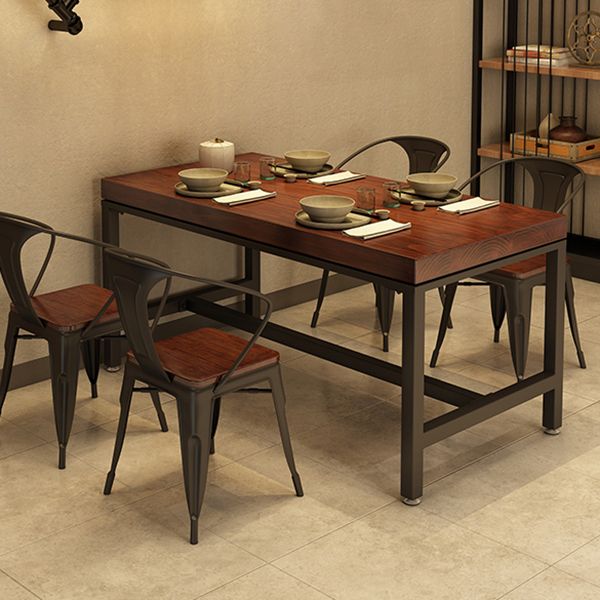 Industrial Rectangle Dining Room Table Pine Solid Wood Table with Black Trestle Base for Home Use Clearhalo ' dining_table' 'Dining Tables & Seating' 'Dining Tables' 'furn' 'furn_dining_table' 'Furniture' 'furniture_dining_table' 'Kitchen & Dining Furniture' 'kitchen&dining_furn' 'kitchen' 'kitchen_dining_table' 1200x1200_a37fb782-c20d-4277-b528-04e528ac226d
