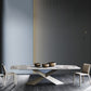 Modern Gray Stone Top Table Metal Base Rectangle Dining Table for Kitchen