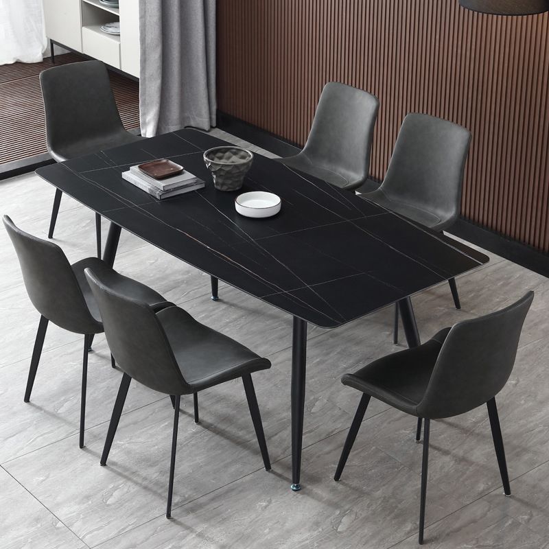 Set da pranzo moderno rettangolare in pietra sinterizzata Set da pranzo da 1/5/6/7 pezzi