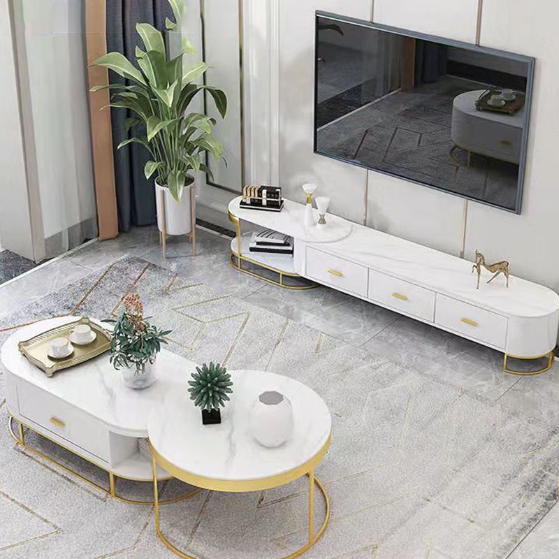 Stone TV Console Contemporary 3 Drawers Open Storage Media Console Clearhalo 'furn' 'furn_tv_stands_entertainment_centers' 'Furniture' 'Living Room Furniture' 'TV Stands & Entertainment Centers' 'TV Stands & Media Storage Furniture' 'tv_stands_entertainment_centers' 1200x1200_a3812b95-7e1a-42f2-9901-1d5ba2233b10