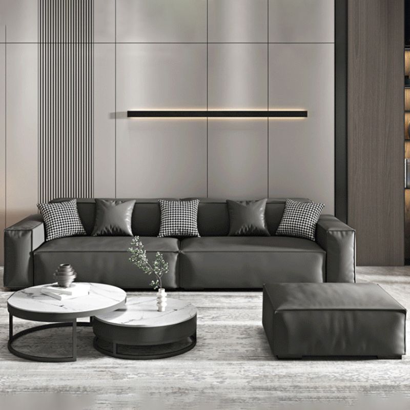 Contemporary Square Arm Standard Sofa Stain-Resistant Settee in Black Clearhalo 'furn' 'furn_sofas' 'Furniture' 'furniture_sofas' 'Living Room Furniture' 'Sofa' 'sofas' 1200x1200_a3817ef3-b1ae-4da8-be64-04202219244d