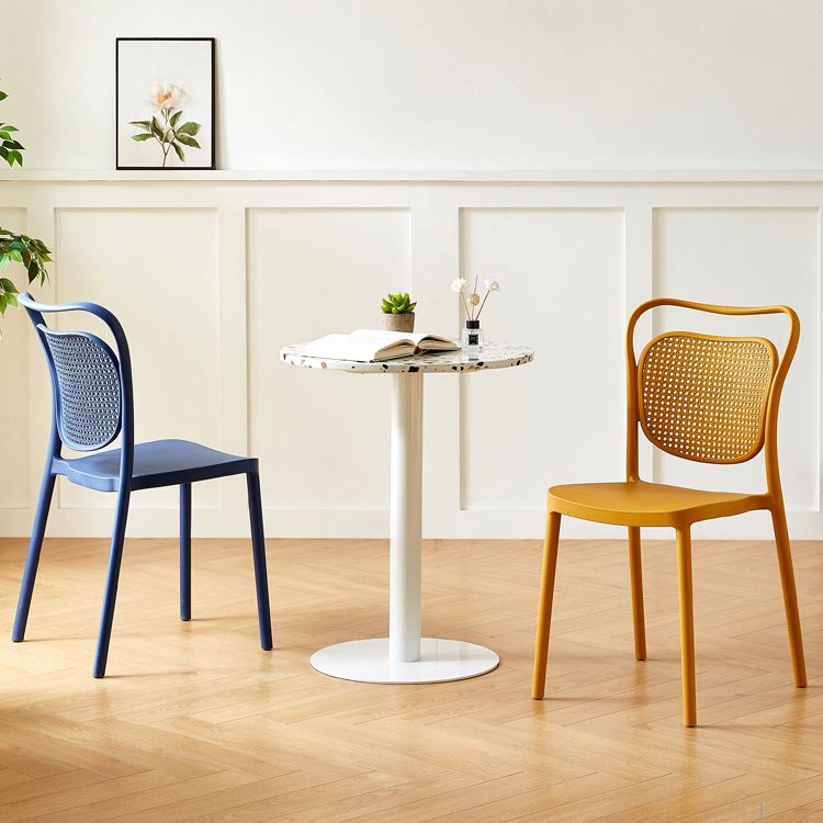 Contemporary Dining Chairs Armless Chairs with Plastic Legs for Home