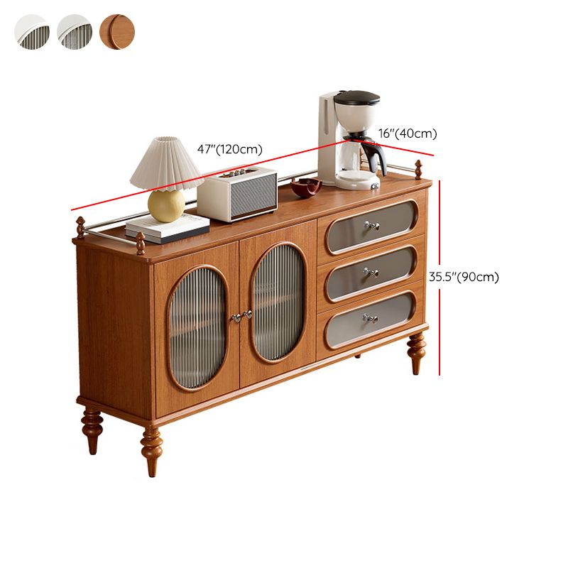 Scheda di vetro in legno in stile moderno Scheda laterale con cassetti e armadi