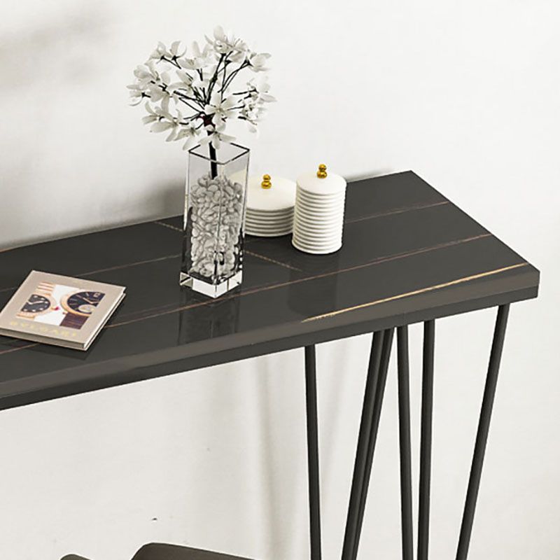Industrial Black Iron Bar Table Faux Marble Rectangle Top 41.3"H Bistro Table Clearhalo 'Bar Furniture' 'Bar Tables' 'bar_tables' 'furn' 'furn_bar_tables' 'Furniture' 'furniture_bar_tables' 'Kitchen & Dining Furniture' 'kitchen&dining_furn' 'kitchen' 1200x1200_a3858419-3ab2-473b-b98b-655853d5ec6d