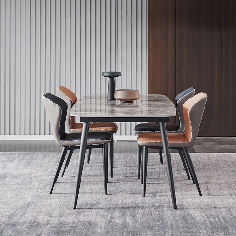 Industrial Style Home Sintered Stone Dining Table 4 Legs Carbon Steel Base Rectangle Table Clearhalo ' dining_table' 'Dining Tables & Seating' 'Dining Tables' 'furn' 'furn_dining_table' 'Furniture' 'furniture_dining_table' 'Kitchen & Dining Furniture' 'kitchen&dining_furn' 'kitchen' 'kitchen_dining_table' 1200x1200_a385c46f-887c-4d31-bfee-d1379ff2e565