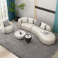 White Curved Seating Tight Back Tuxedo Arm Sofa for Living Room
