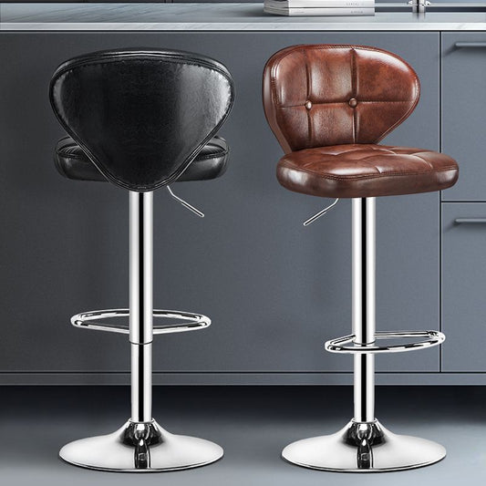 Nordic Style Leather Upholstered Barstool Adjustable Height Swivel Bar Stool Clearhalo 'Bar Furniture' 'Bar Stools' 'bar_stools' 'furniture_bar_stools' 'Kitchen & Dining Furniture' 'kitchen&dining_furn' 'kitchen' 'kitchen_furn' Furniture' 1200x1200_a3888492-6f3a-42b6-88ff-60ca9559a0e2