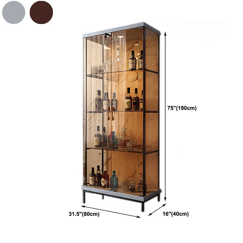 Glass Door Curio Display Glam Style Display Stand with Shelves Clearhalo 'Display & China Cabinets' 'display_china_cabinets' 'furn' 'furn_display_china_cabinets' 'Furniture' 'Kitchen & Dining Furniture' 1200x1200_a388a1d6-5a85-4a48-b42d-c7aa860425c4