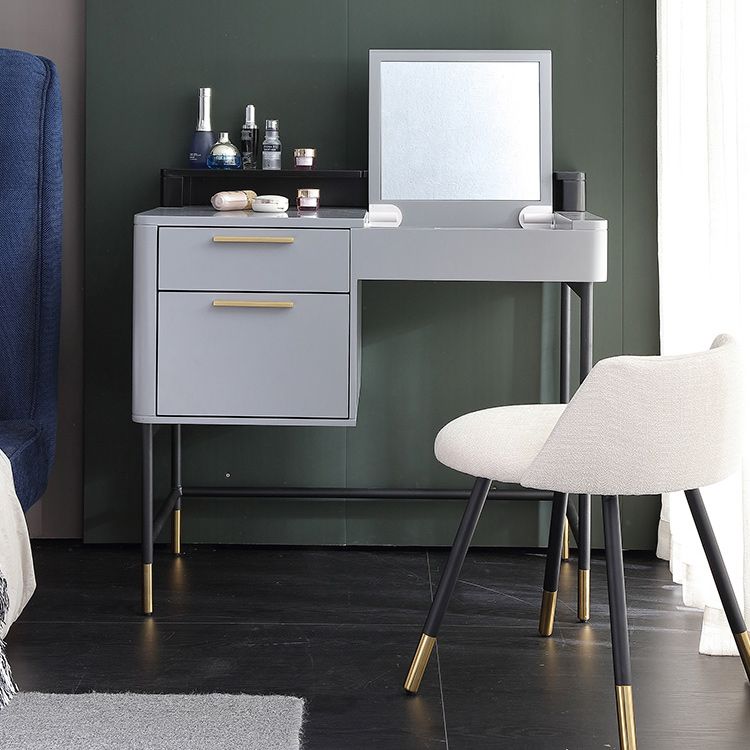 Moderne Flip Single Wood ijdelheid met gewatteerde ontlasting verlichte spiegel ijdelheid desk