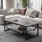 Slate Minimalist Coffee Table Trestle Coffee Table with Storage