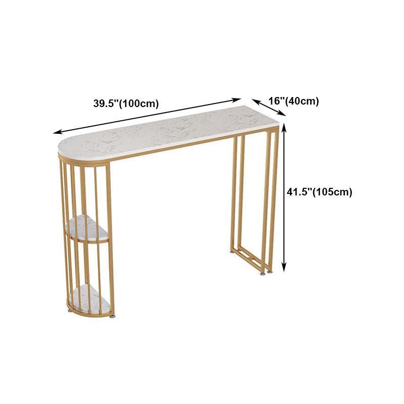 Stone Bar Dining Table Industrial Bar Dining Table with Sled Base in Gold Clearhalo 'Bar Furniture' 'Bar Tables' 'bar_tables' 'Furniture' 'furniture_bar_tables' 'Kitchen & Dining Furniture' 1200x1200_a38c126b-876d-42a3-97b8-e09bca39a52e