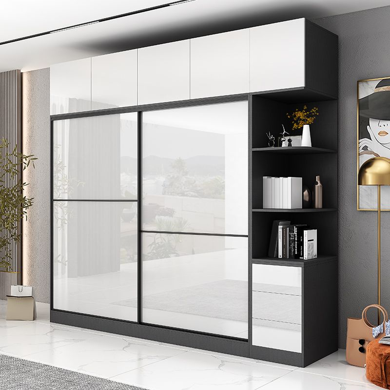 White and Black Wardrobe Armoire Engineered Wood Wardrobe Closet Clearhalo 'Armoires & Wardrobes' 'armoires_wardrobes' 'Bedroom Furniture' 'furn' 'furn_armoires_wardrobes' 'Furniture' 1200x1200_a38c5292-4f42-4a3b-b020-ed4082bf75c9
