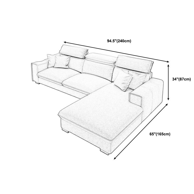 Ultra-Modern Sewn Pillow Back Square Arm Sofa with Slipcovered for Living Room Clearhalo 'furn' 'furn_sectionals' 'Furniture' 'furniture_sectionals' 'Living Room Furniture' 'Sectionals' 1200x1200_a38c7c43-271d-4fd6-aae5-df9ebec453cf