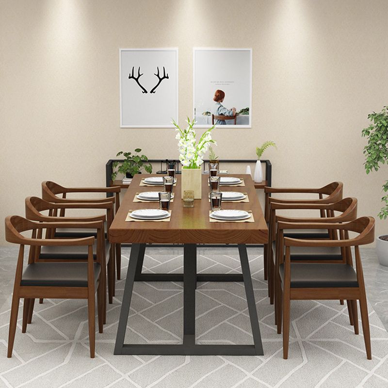 Metal Industrial Rectangle Dining Table Solid Wood Table for Kitchen and Dining Room Clearhalo ' dining_table' 'Dining Tables & Seating' 'Dining Tables' 'furn' 'furn_dining_table' 'Furniture' 'furniture_dining_table' 'Kitchen & Dining Furniture' 'kitchen&dining_furn' 'kitchen' 'kitchen_dining_table' 1200x1200_a3908113-c9d6-447d-acf6-c03db70f66e6