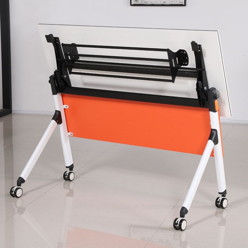 Bureau d'écriture blanc contemporain bureau rectangulaire avec roues lance-roues