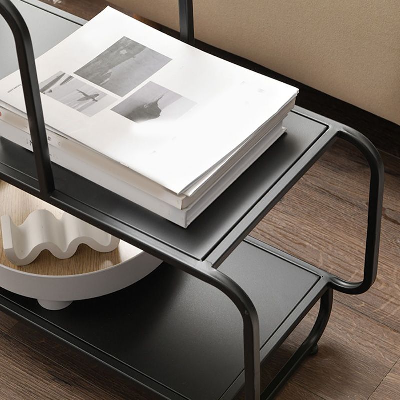 Sled Accent Side Table Metal Side End Snack Table with Shelf