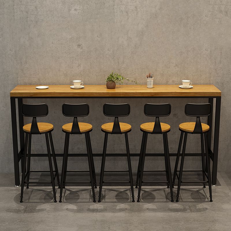 Modern 1/4/6/11 Pieces Bar Table Set Rectangle Pine Wood Counter Table with High Stools