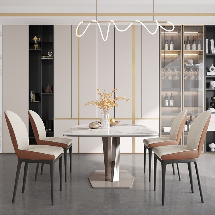 Luxury Sintered Stone Dining Table Rectangle Table with Metal Pedestal Clearhalo ' dining_table' 'Dining Tables & Seating' 'Dining Tables' 'furn' 'furn_dining_table' 'Furniture' 'furniture_dining_table' 'Kitchen & Dining Furniture' 'kitchen&dining_furn' 'kitchen' 'kitchen_dining_table' 1200x1200_a397c0bc-8976-4424-818e-5b10be024c29