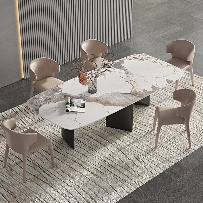 Eigentijdse stijl 1/3/4/6/7/8 stukken eetstoelen voor rechthoekige stenen meubels in grijs